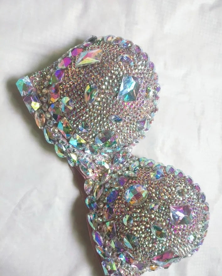 Rhinestone V Shape Bra Top