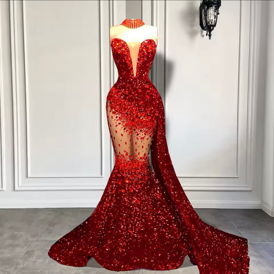 Jeweled Out Prom Dress