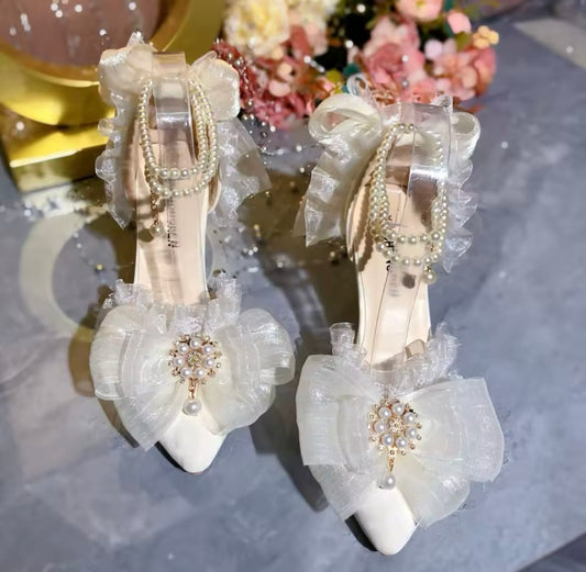 Big Bow Pearl Heels