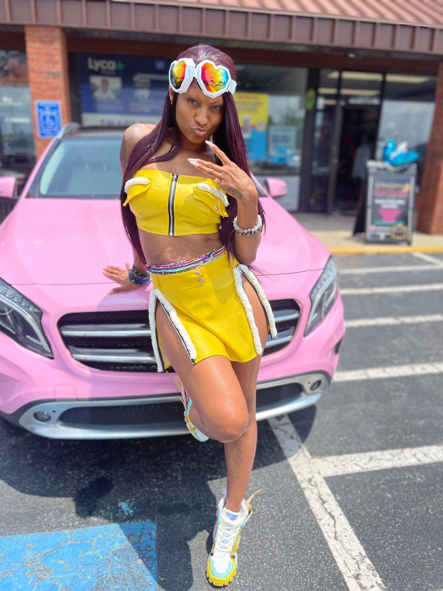 Custom Made High Split Skirt Set