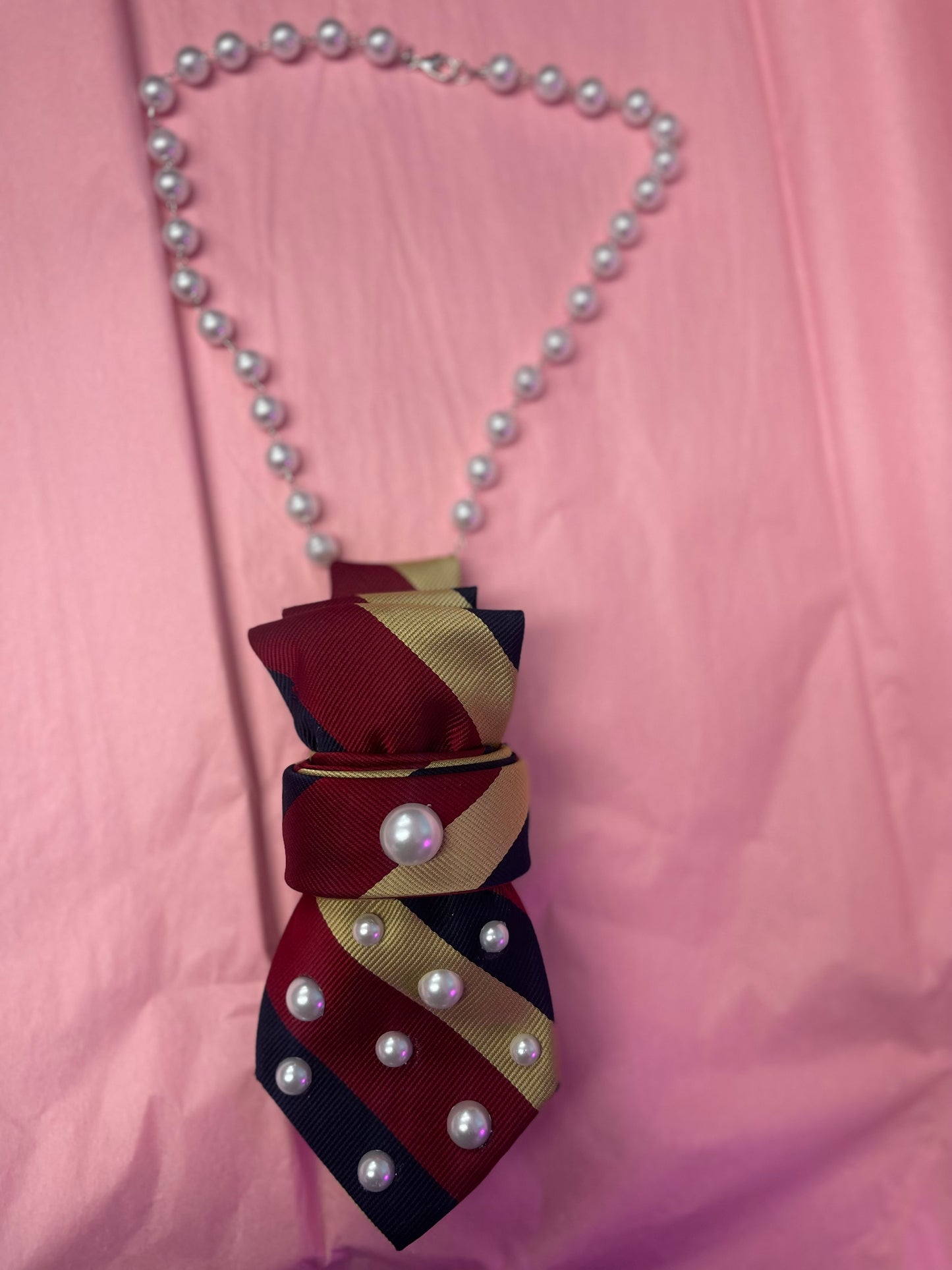 Stripe Pearl Bow-Tie