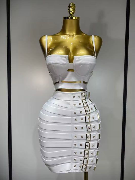 Buckle Fitted Skirt Set