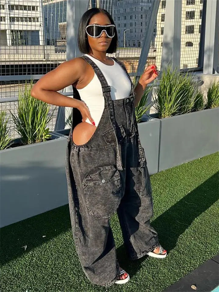 Pocket Out Loose Jumpsuits