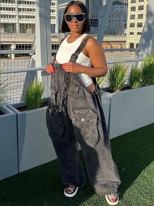 Pocket Out Loose Jumpsuits