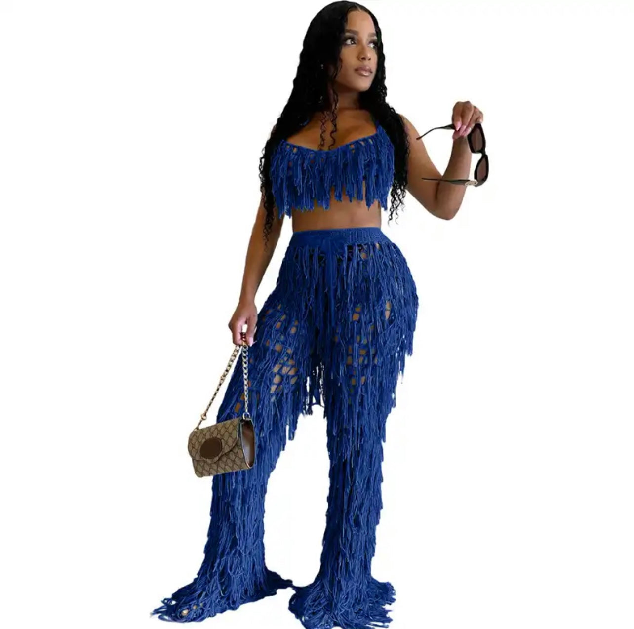 Tassel See Thru Pants Set