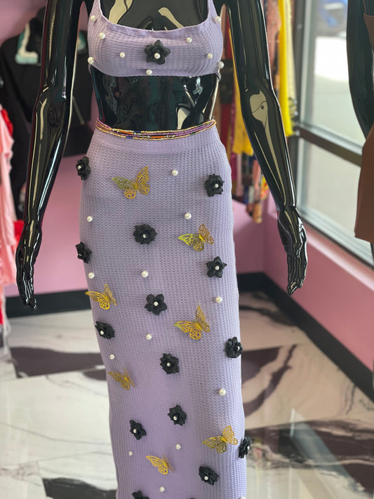 ( Custom Made ) 3D Butterfly Skirt Set