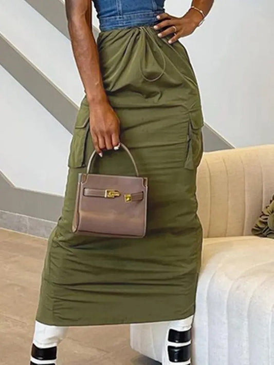 Long Fitted Draw String Skirt