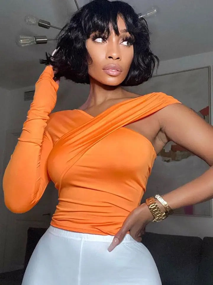 Asymmetric vintage crop top