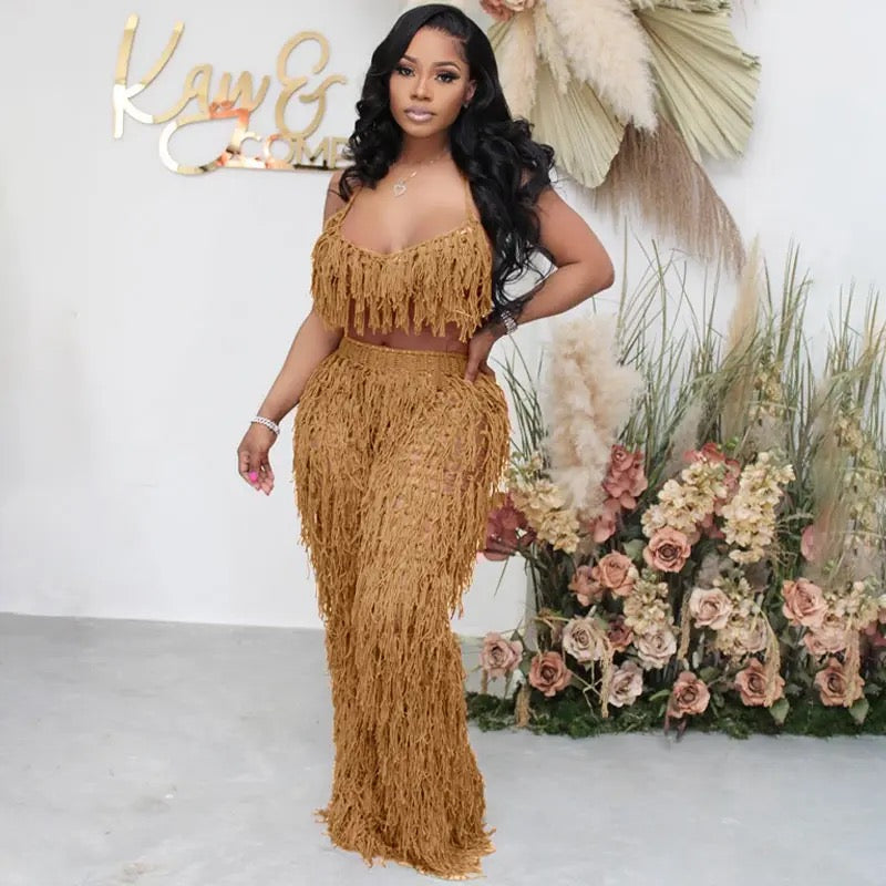 Fringe out two pieces Pants Set