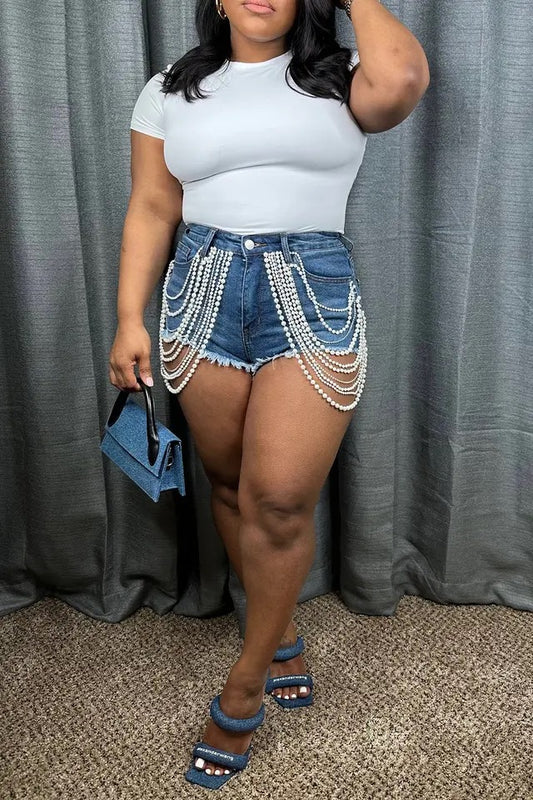 Denim Summer Pearl Shorts