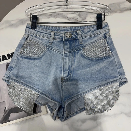 Rhinestone Out Denim Shorts