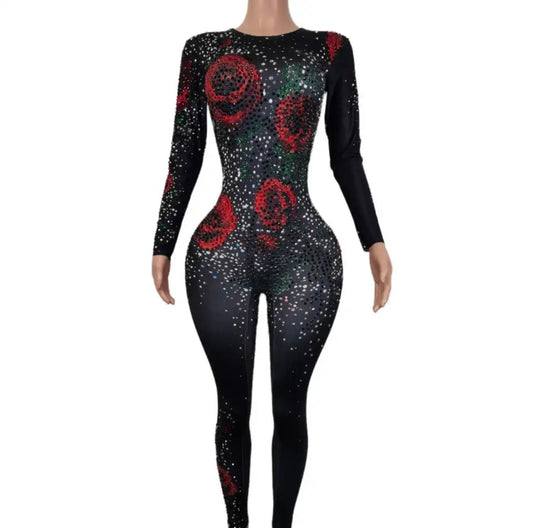 Roses Rhinestone Jumpsuits