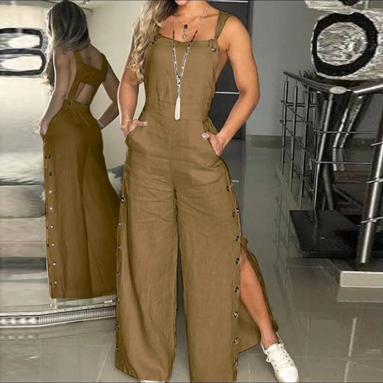 Button down overalls