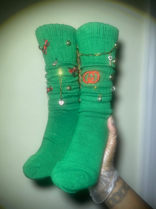 Mb Green Charm Bow Socks