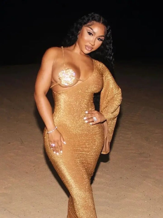 One Shoulder Diamond Dress