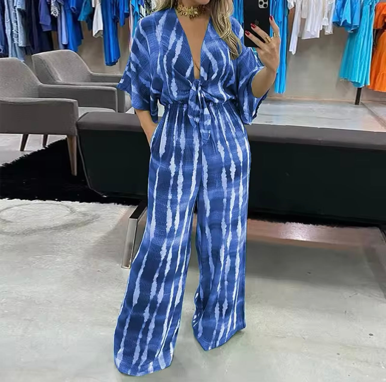 V-Neck Casual Jumpsuit