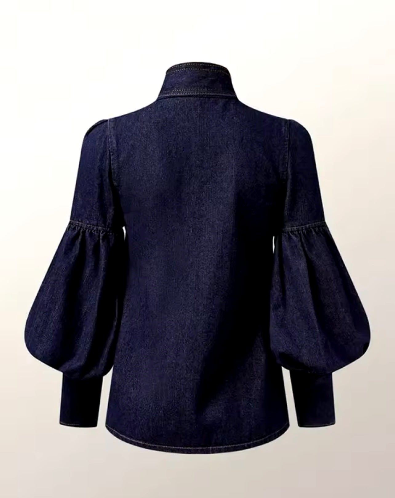 Denim Puff Arm Blouse