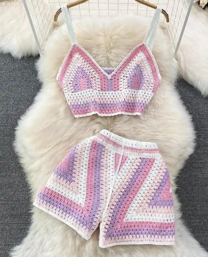 2 Piece knitted Short Set