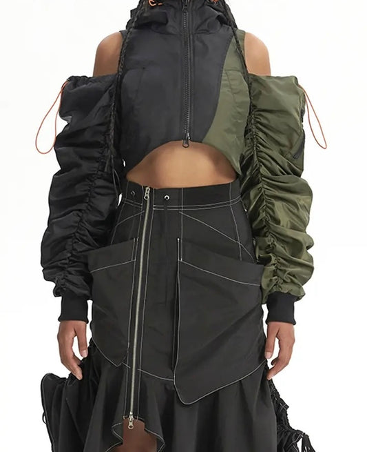 Cut Out Off Shoulder Vintage Jacket