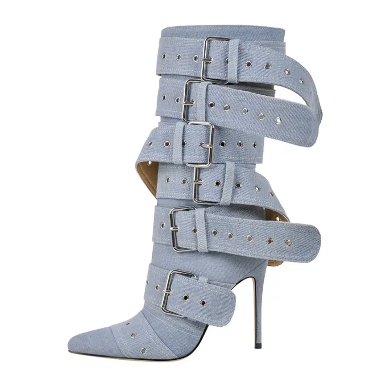 Tall Buckle Retro Heels