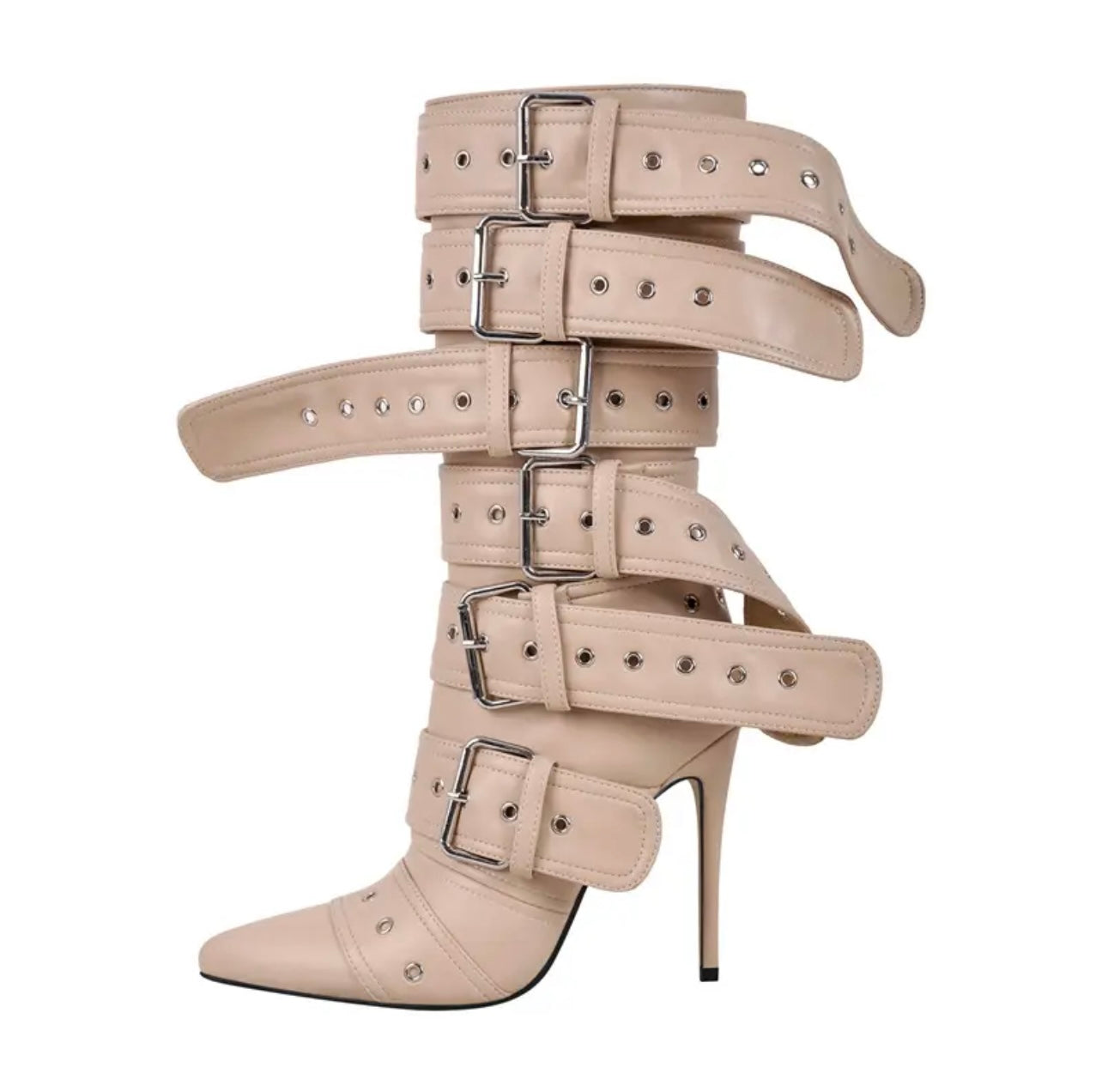 Tall Buckle Retro Heels