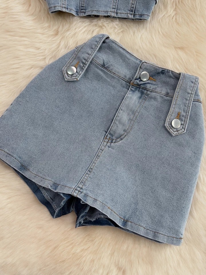 Denim Mini Skirt Set