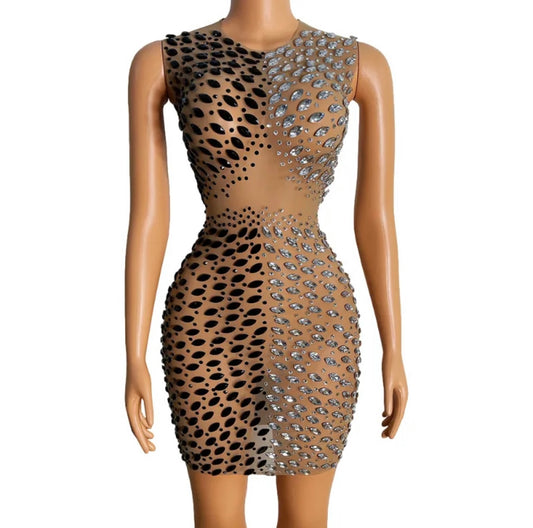 Studded Mesh Dress