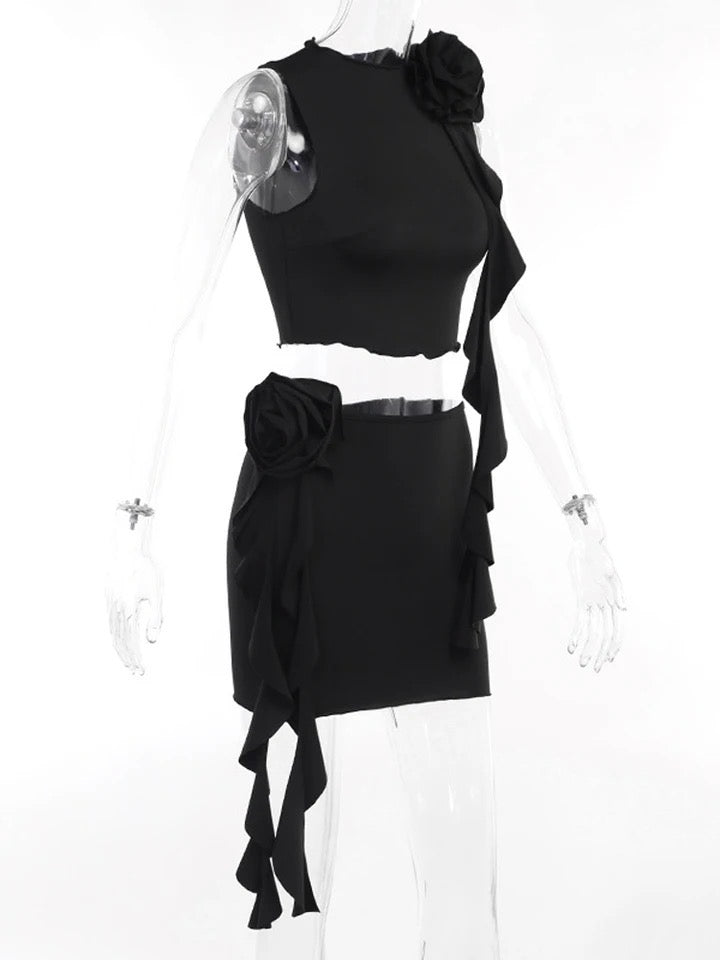 3D Flower Skirt Set
