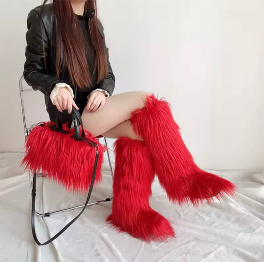 Furry Boots /Bag