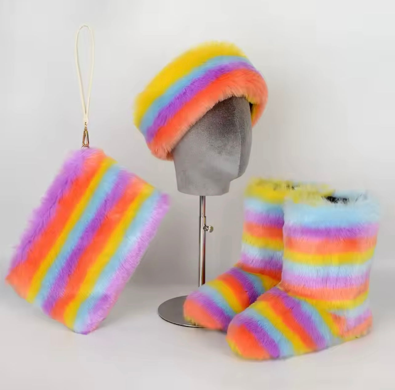 Fur Boots/Bag/Headband Set