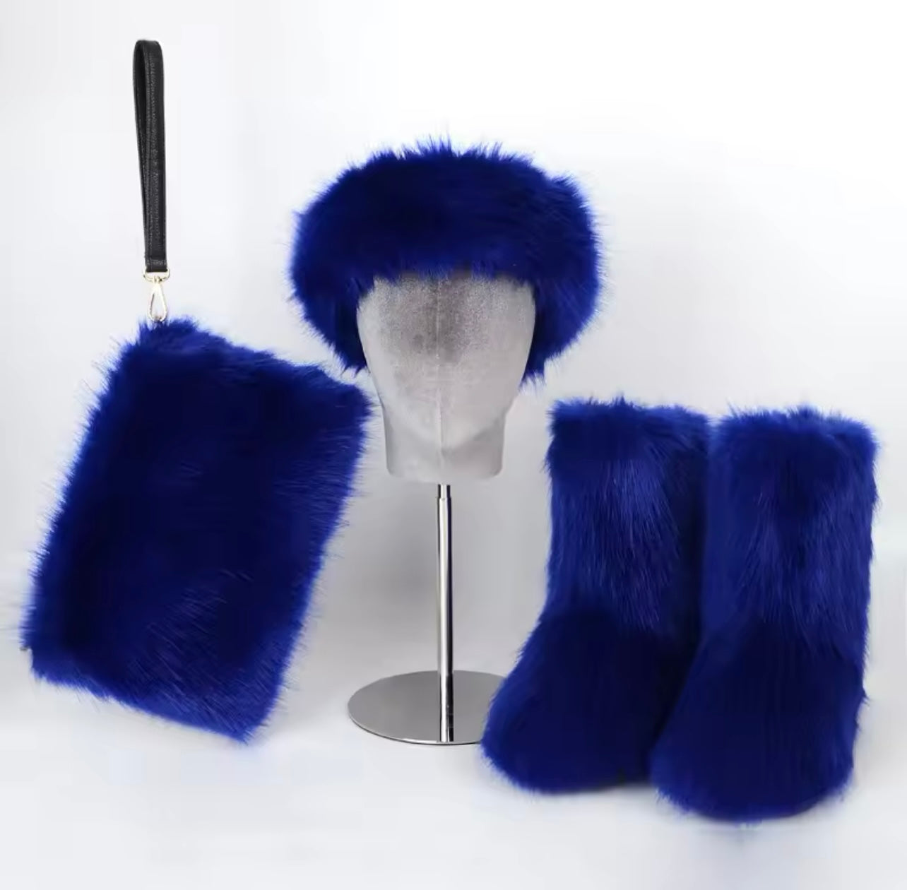 Furry Boots /Headband /Bag Set