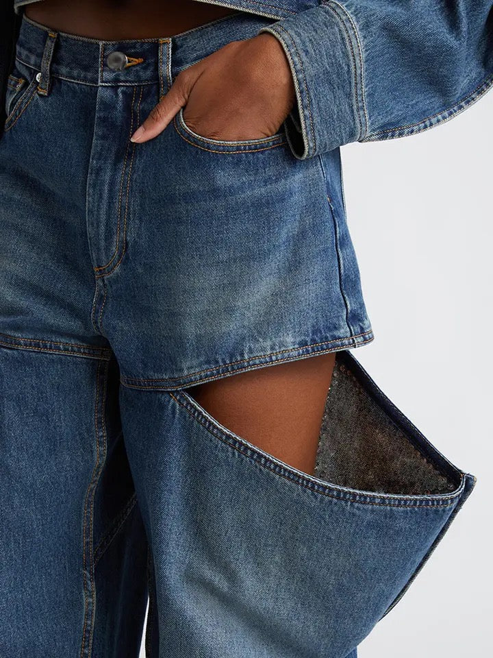 Split open Denim Pants
