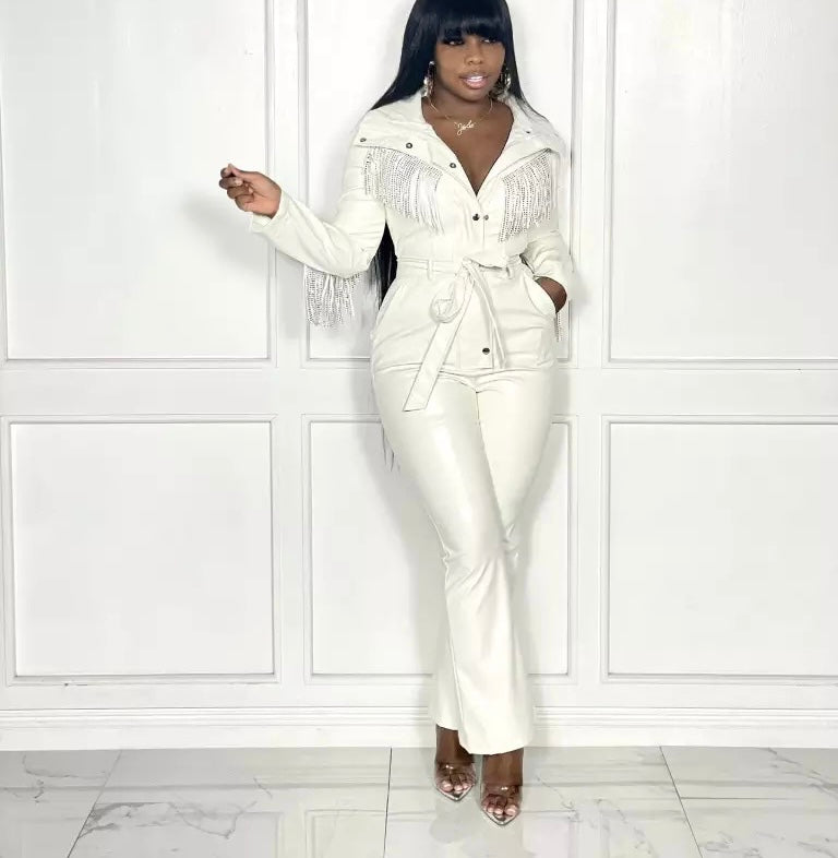 Plus Size Tassel Sleeve Jumpsuit