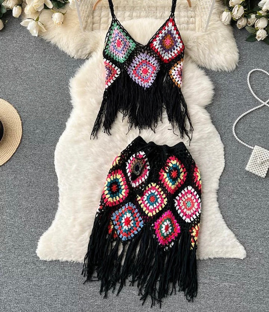 Short Knitted Skirt Set