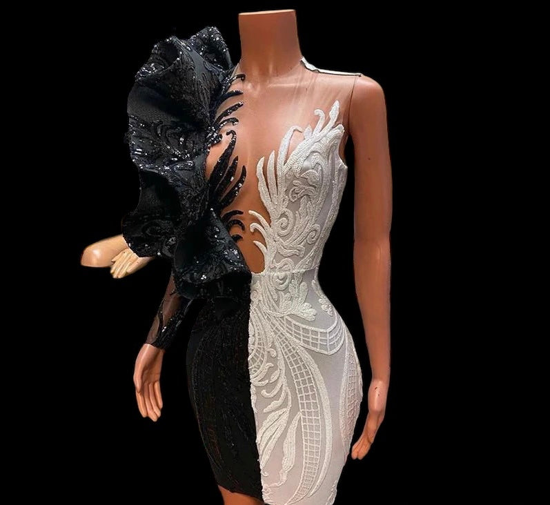 Half / Half Prom Wedding Dress Short