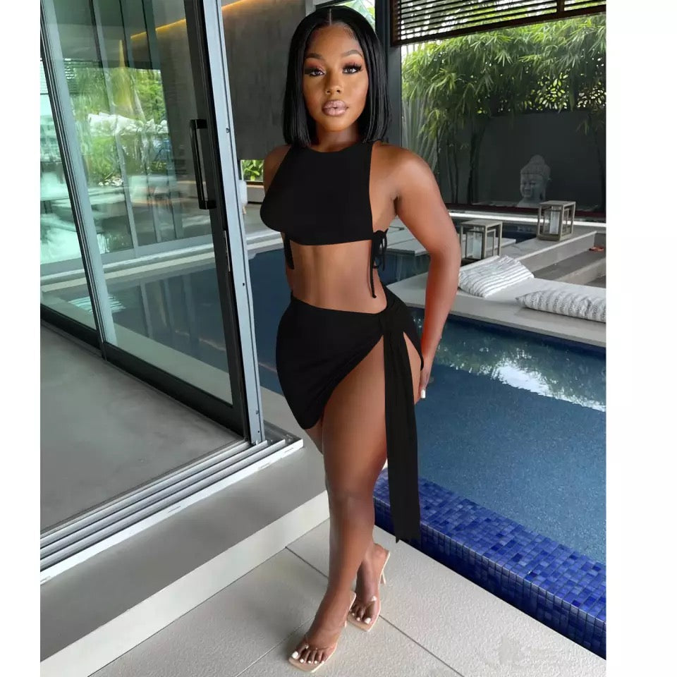 Side Tie Skirt Set