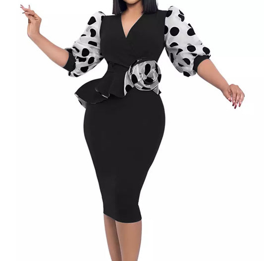 Plus Size Elegant Poke a Dot Dress