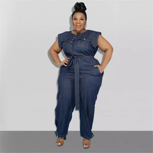 Plus Size Denim Jumpsuit