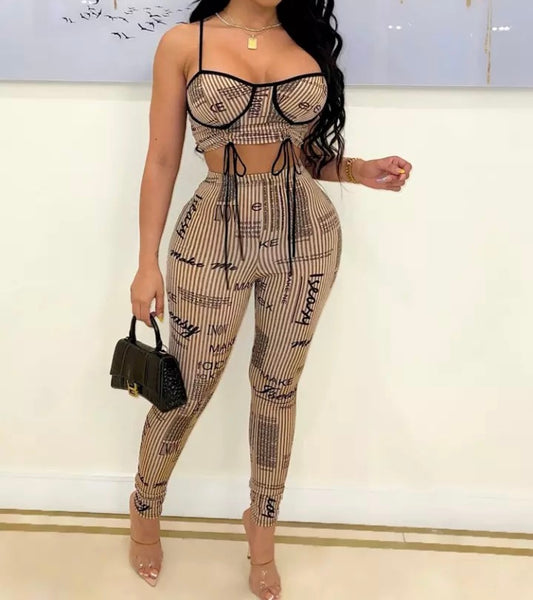 Letter Print Crop Set