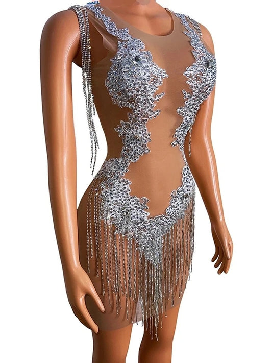 Rhinestone Sexy Party Dress