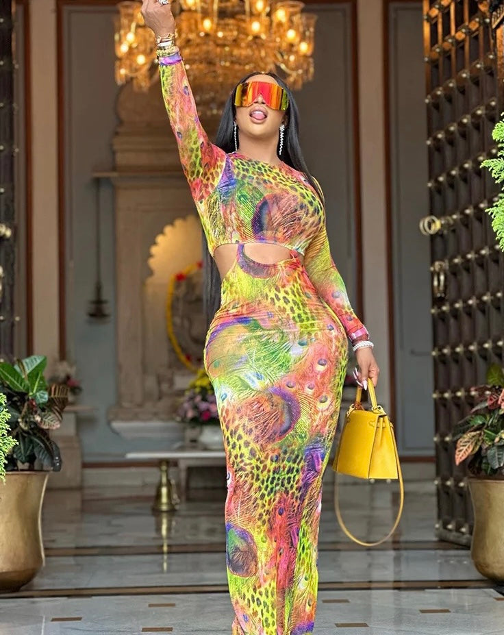Printed Out Maxi Dress