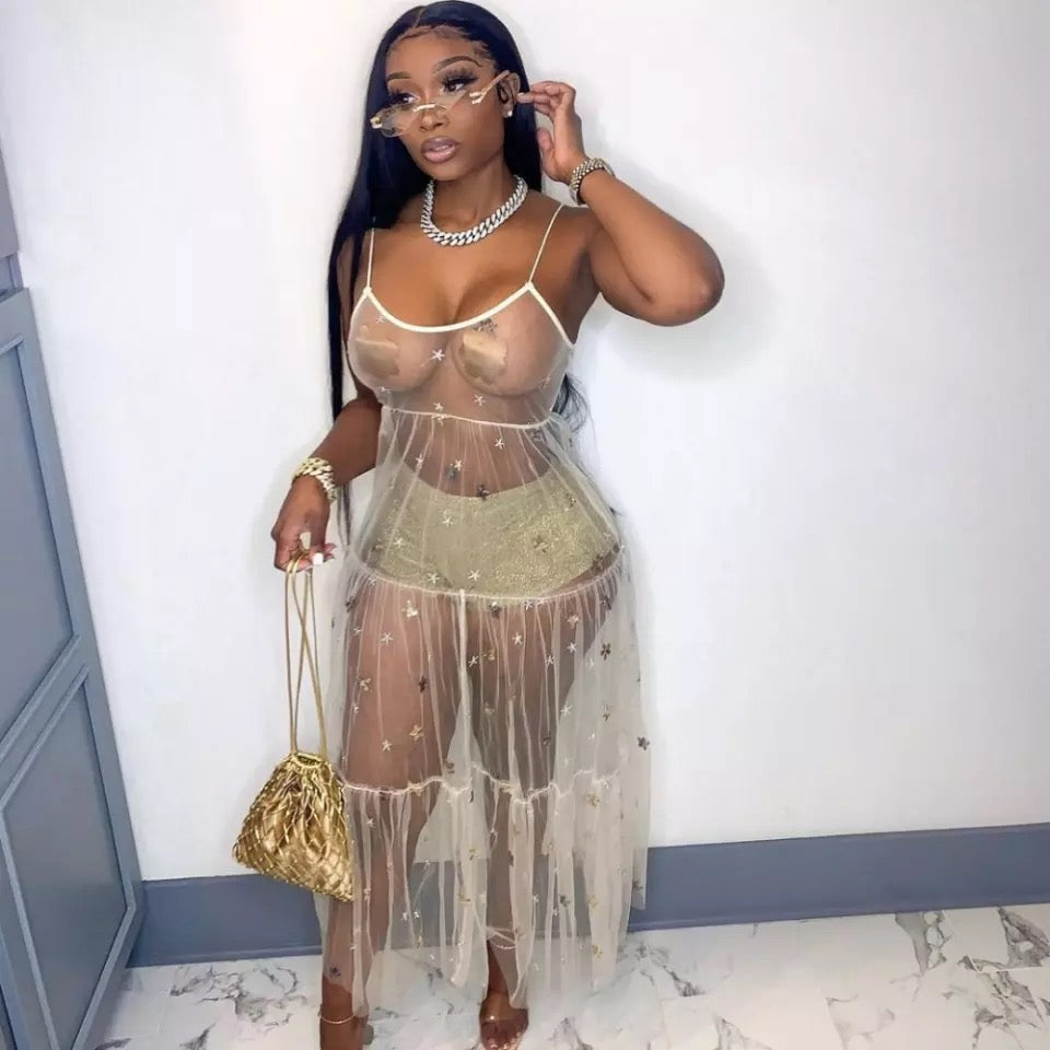 Star Sheer Swimsuit Cover Up