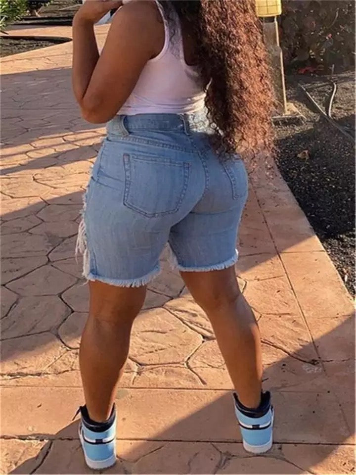 Plus Size Ripped Out Shorts