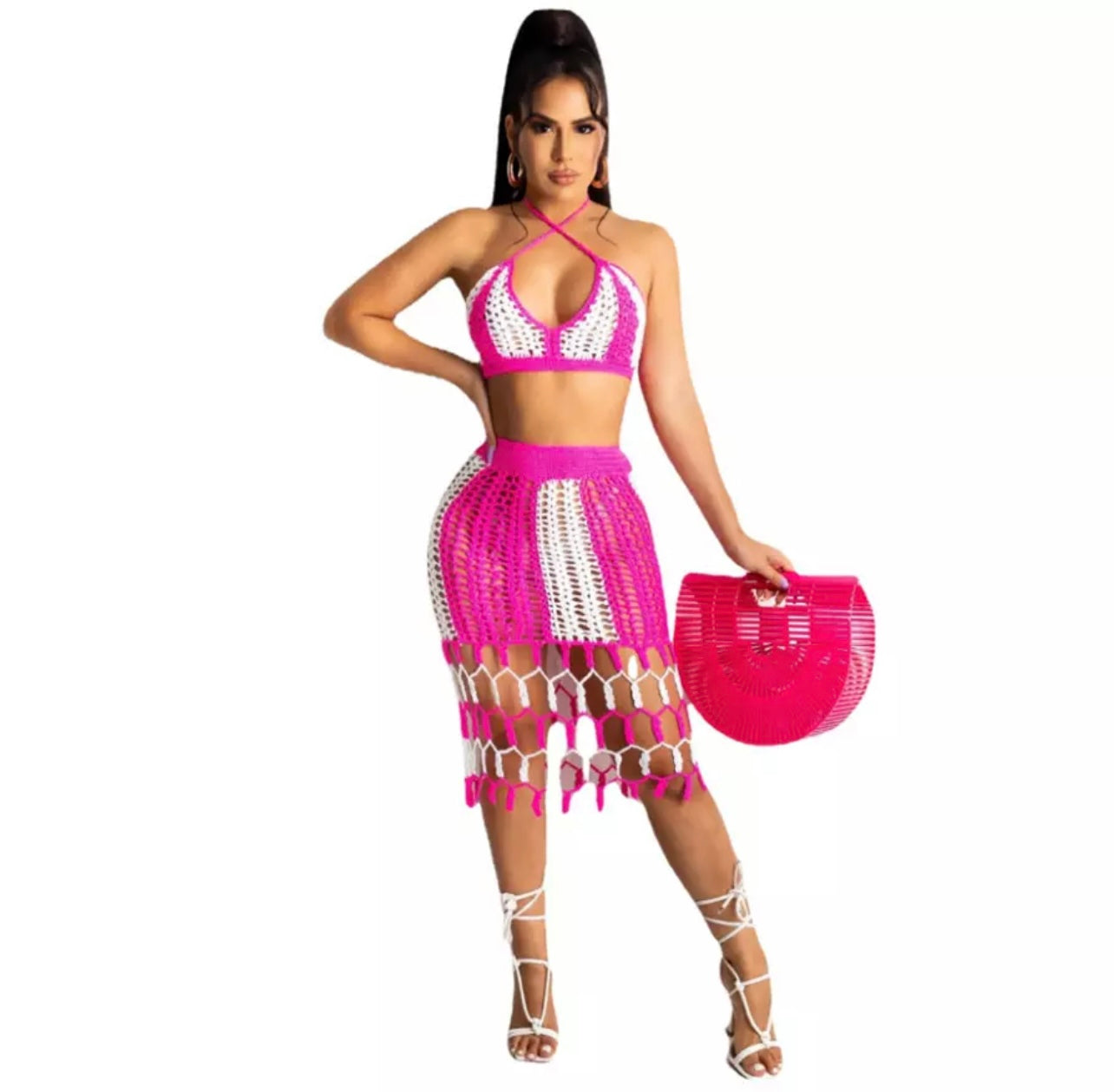 Criss Cross Net Beach Wear Set