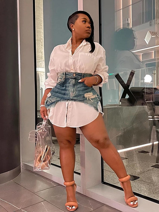 Sexy Long Sleeve Denim Dress