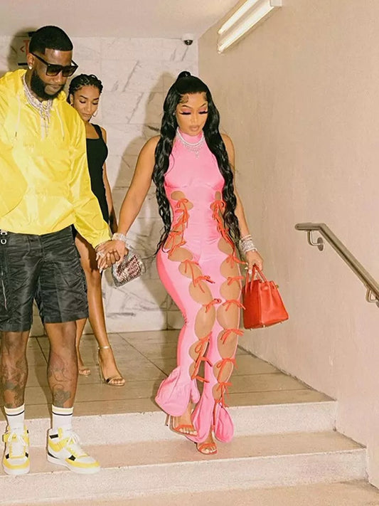 Sexy Tie Up Flare Jumpsuit