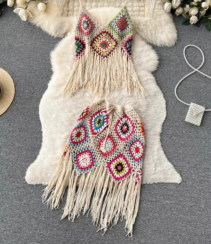 Short Knitted Skirt Set