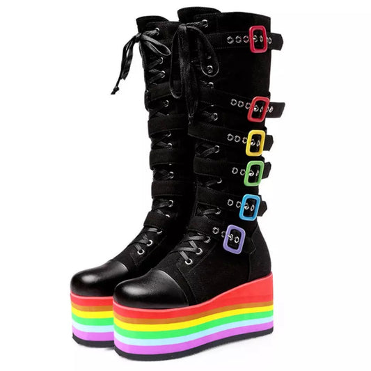 Rainbow Platform Boots