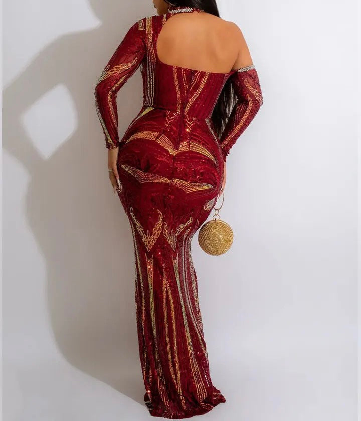 Long Elegant Sequin Dress