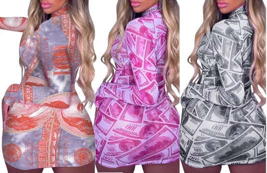 Money Long Sleeve Dress